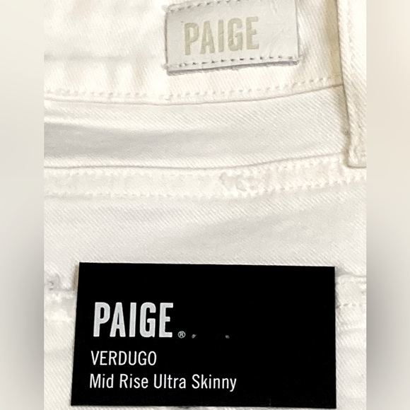NWT Paige Verdugo Mid Rise Ultra Skinny Jean White Distressed - Picture 7 of 9